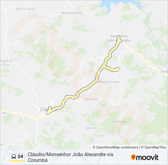 Mapa da linha 04 de ônibus