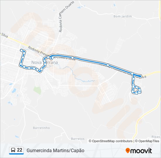 22 bus Line Map