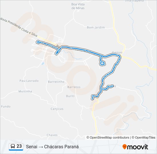 Mapa da linha 23 de ônibus
