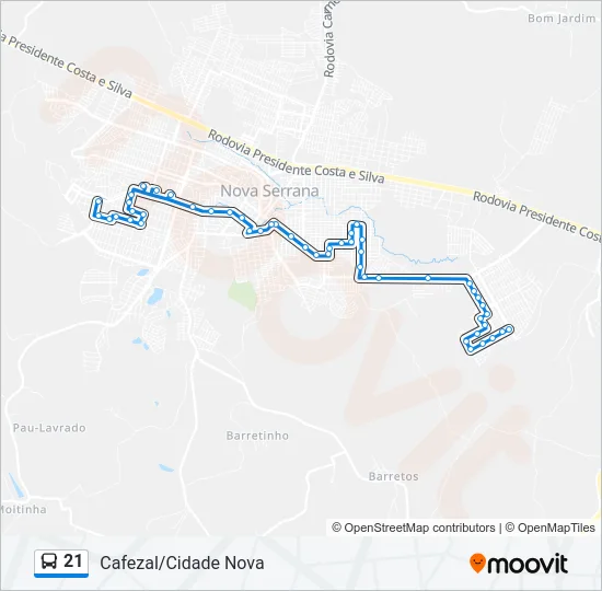 21 Bus Line Map