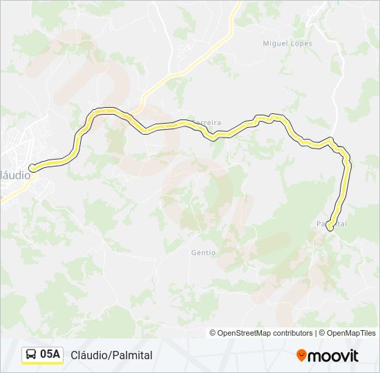 Mapa da linha 05A de ônibus