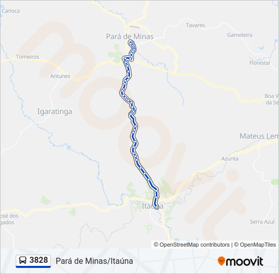 Mapa da linha 3828 de ônibus