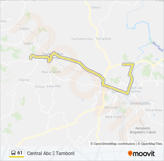 Mapa da linha 61 de ônibus