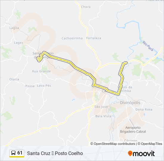 Mapa da linha 61 de ônibus