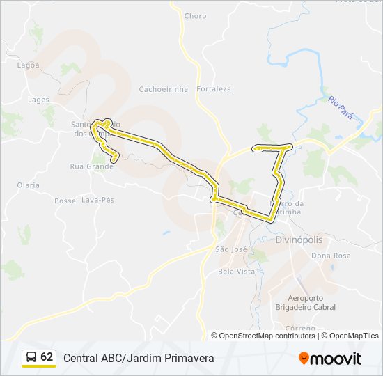 Mapa da linha 62 de ônibus