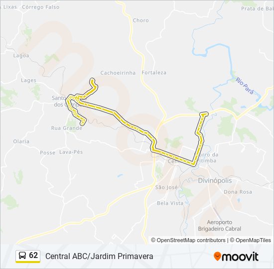 Mapa da linha 62 de ônibus