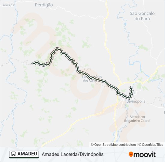 Mapa da linha AMADEU de ônibus