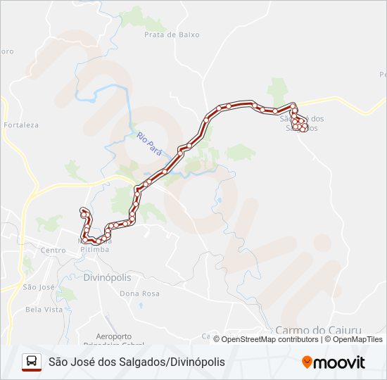 Mapa da linha TEIXEIRA 3149 de ônibus