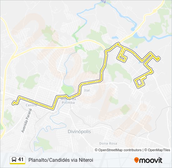 Mapa da linha 41 de ônibus