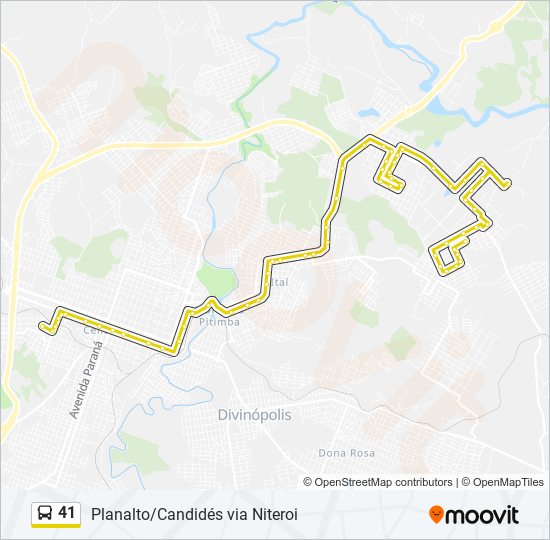 Mapa da linha 41 de ônibus