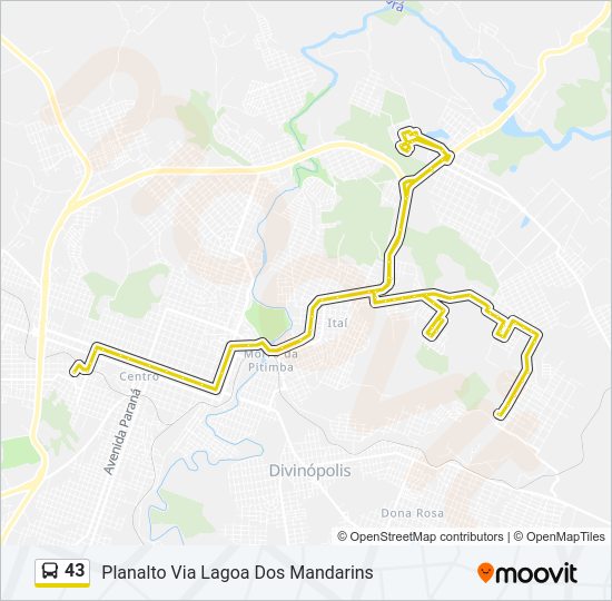 Mapa da linha 43 de ônibus