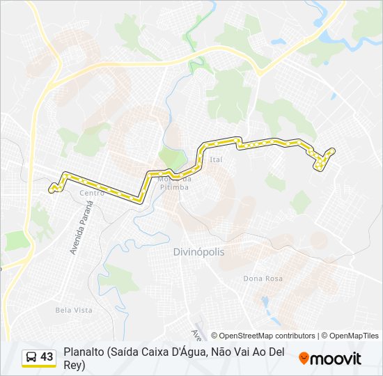Mapa da linha 43 de ônibus