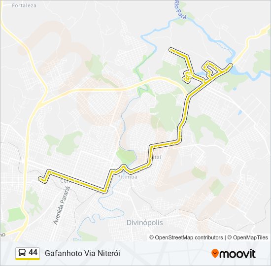 Mapa da linha 44 de ônibus