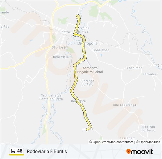 Mapa da linha 48 de ônibus