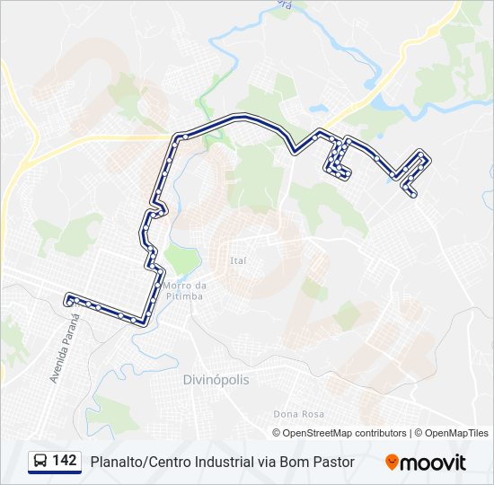 Mapa da linha 142 de ônibus