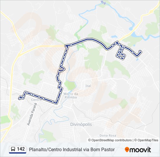 Mapa da linha 142 de ônibus