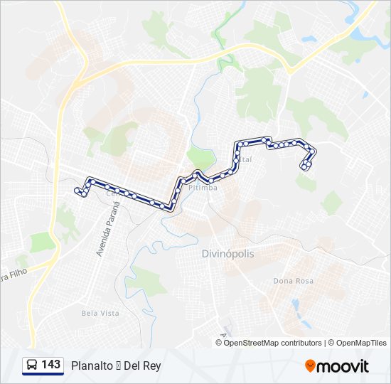 Mapa da linha 143 de ônibus