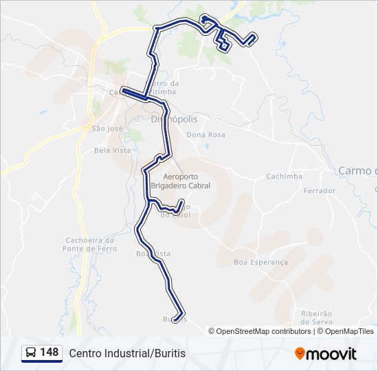 Mapa da linha 148 de ônibus