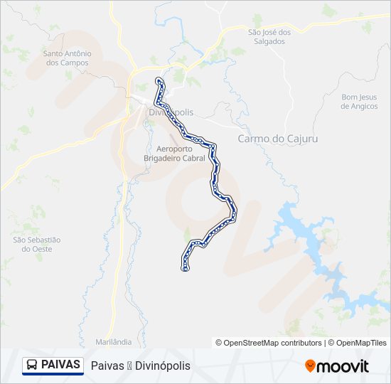Mapa da linha PAIVAS de ônibus