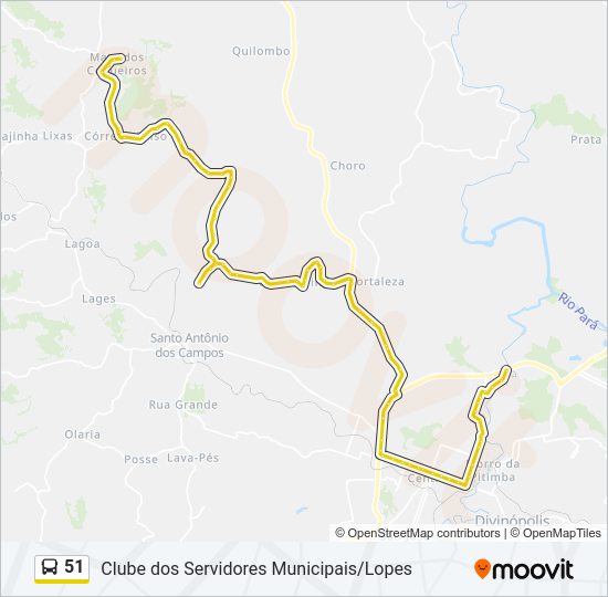 Mapa da linha 51 de ônibus