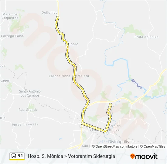 91 Bus Line Map
