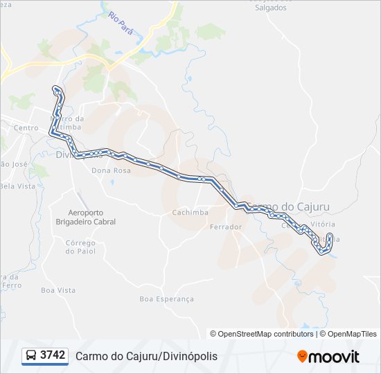 Mapa da linha 3742 de ônibus