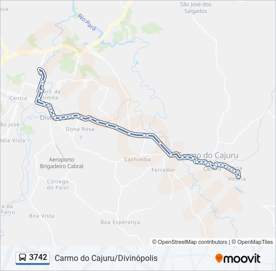 Mapa da linha 3742 de ônibus