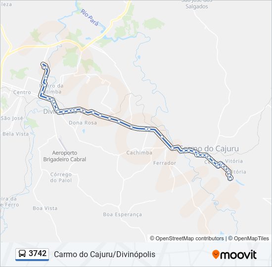 Mapa da linha 3742 de ônibus