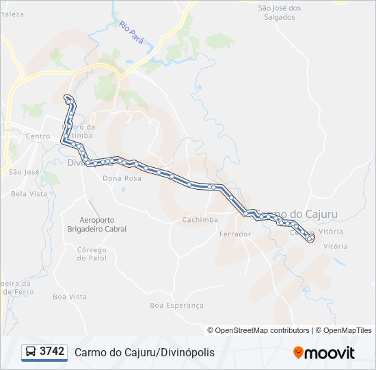 Mapa da linha 3742 de ônibus