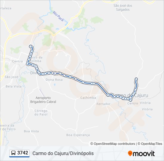 Mapa da linha 3742 de ônibus