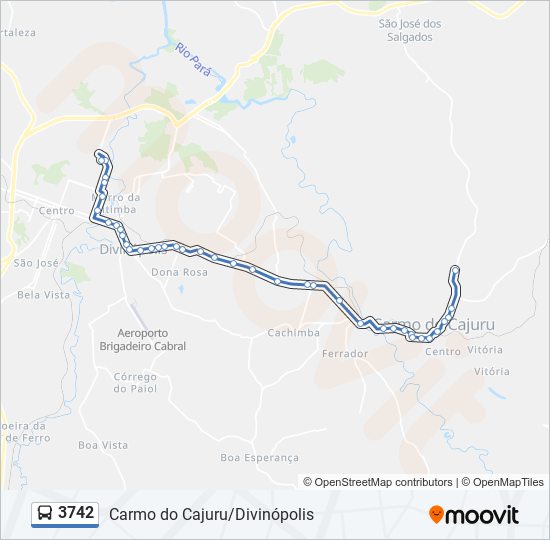 Mapa da linha 3742 de ônibus