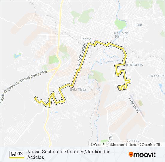 Mapa da linha 03 de ônibus