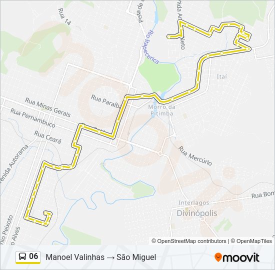 Mapa da linha 06 de ônibus