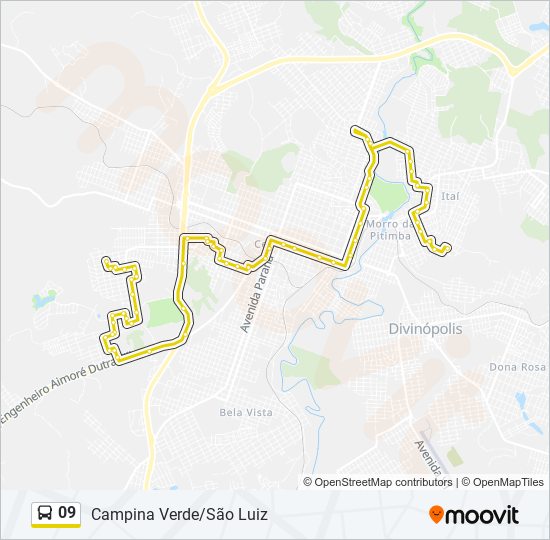 Mapa da linha 09 de ônibus