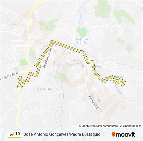 Mapa da linha 10 de ônibus