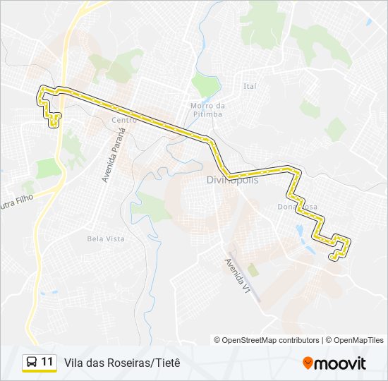 Mapa da linha 11 de ônibus