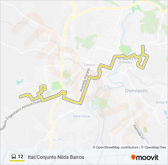 Mapa da linha 12 de ônibus