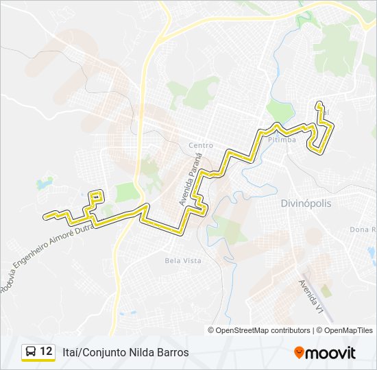 Mapa da linha 12 de ônibus