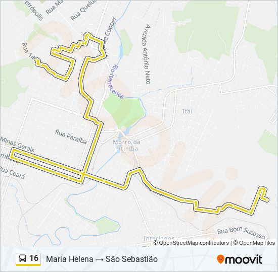 Mapa da linha 16 de ônibus