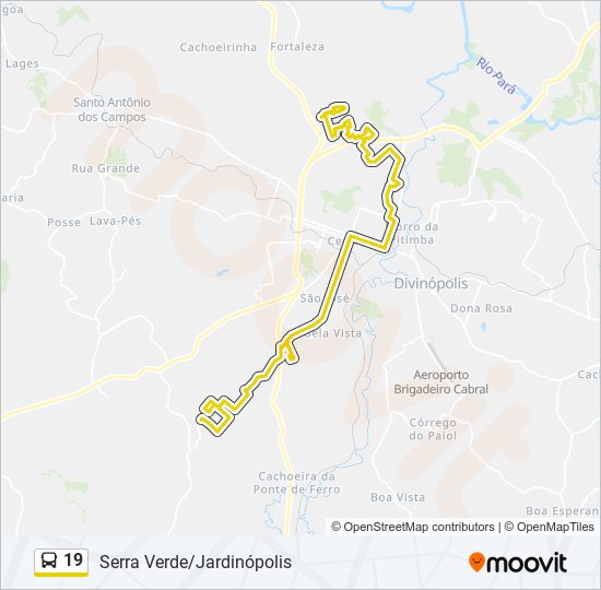 Mapa da linha 19 de ônibus