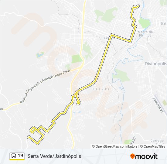 Mapa da linha 19 de ônibus