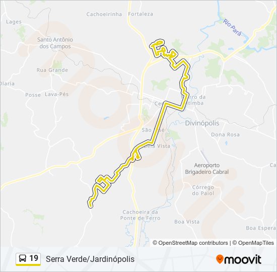 Mapa da linha 19 de ônibus