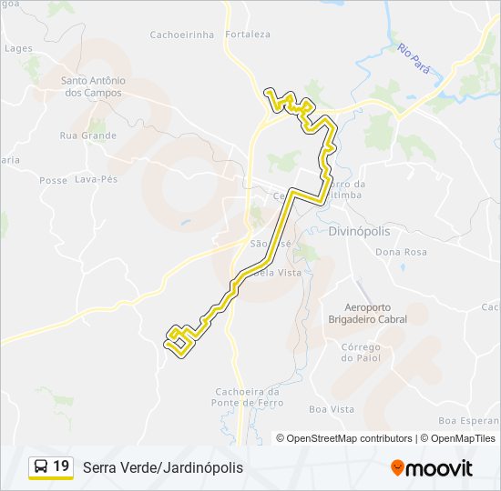 Mapa da linha 19 de ônibus