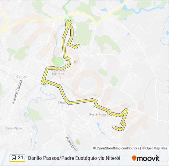 Mapa da linha 21 de ônibus