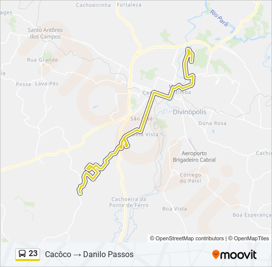 Mapa da linha 23 de ônibus