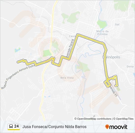 Mapa da linha 24 de ônibus