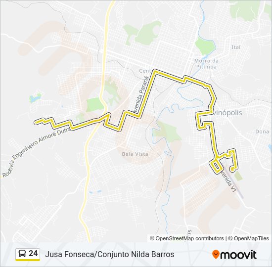 Mapa da linha 24 de ônibus