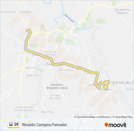Mapa da linha 28 de ônibus