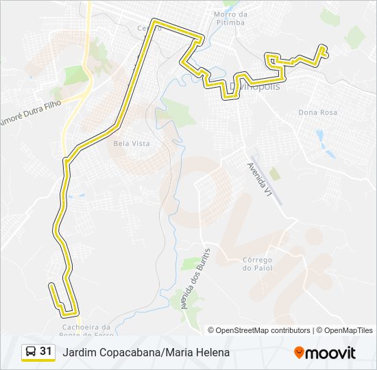 Mapa da linha 31 de ônibus