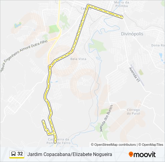 Mapa da linha 32 de ônibus